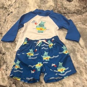 Gymboree 6-12m rash guard, bathing suit like new